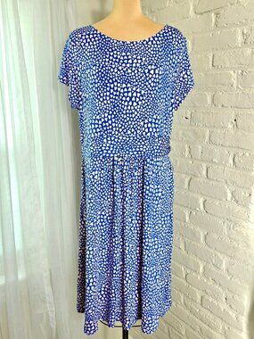 Boden Amelie Jersey Dress | Gallery Blue Heart Print | Size 20-22 | NWT | Fit &